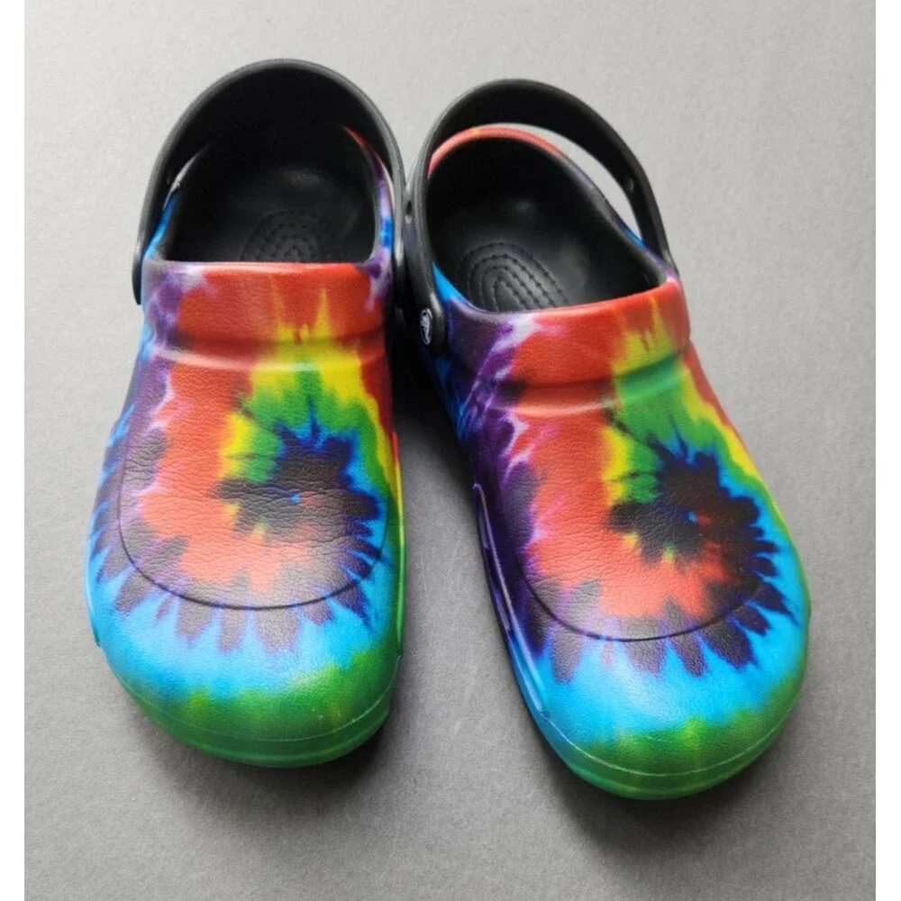 Crocs Bistro Clogs Mens 11 Tie Dye Groovy Non Slip Pride Work  Shoe Restaurant
